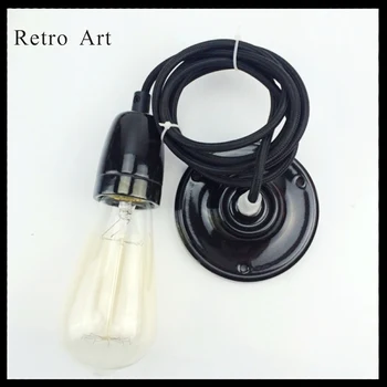 E27/E26 Epocă Plafon Lampă de Pandantiv Set Cablul de alimentare Cu lampă ceramică Soclu