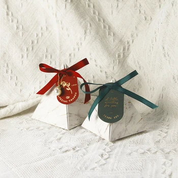 Cutie cadou Triunghiular Marmură Cutii de Bomboane Ambalare Pungă de Hârtie en-Gros de Favoarea Nunta Ziua Îndrăgostiților, de Paște