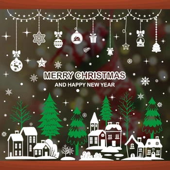 Crăciun Fericit Decor Fereastră Autocolante Santa Elan Perete Autocolant De Crăciun Acasă, Ușa De Afișare Fereastră Decor An Nou Fericit 2022