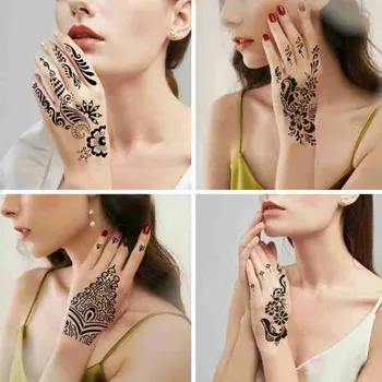 Henna Indian Autocolante Tatuaj Semi-permanent de Mână-pictat Body Art Bărbați Femei Impermeabil Fals Brațul Reutilizarea Temporară Tatoo Șablon