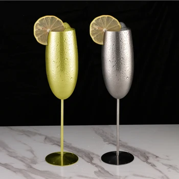 2 Buc Oțel Inoxidabil Pahar de Șampanie Flaut Șampanie Cupa Creative Cocktail Cana de 250ml de Metal Pahar de Vin Bar Consumabile Partid