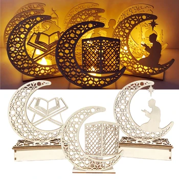 QIFU EID Ornament din Lemn Eid Mubarak Ramadan Decor pentru Acasă Islamic Partid Musulman Decor Kareem Ramadan și Eid Decor Eid AL Adha