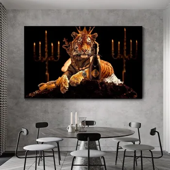 Mare Animal de Dimensiuni Poster de Arta de Perete de Lux Tiger King Panza Printuri, Picturi Decorative Imagini pentru Living Decorul Camerei Cuadros