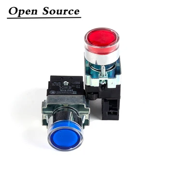 22mm Auto-reset/Moment XB2-BW Metal Buton de Comutare cu Lumină LED NO/NC 12V 24V 220V 380V Verde Roșu Galben Albastru Alb