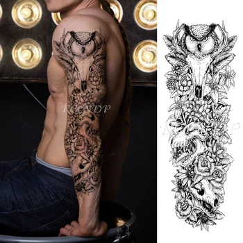 Impermeabil Tatuaj Temporar Autocolant vultur Lup Pădure Plină de Braț Mare Fals Tatuaj Flash Tatuaj pentru Barbati Femei body art