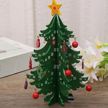 1 Buc din Lemn de Brad de Crăciun bunuri de Artizanat pentru Copii lucrate Manual DIY Stereo Pom de Crăciun Aspectul Scena Metal Decoratiuni Ornamente