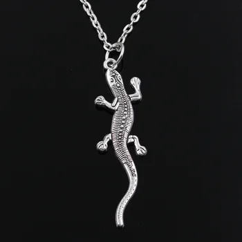 Noua Moda Șopârlă Gecko Pandantive Rotunde Cruce Cu Lanț Scurt Timp Mens Pentru Femei De Culoare De Argint Colier De Bijuterii Cadou