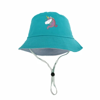 Fete găleată pălărie unicorn pălării capac fete soarele de vară fishman pălărie capac pentru copii Windproof coarda mama copii