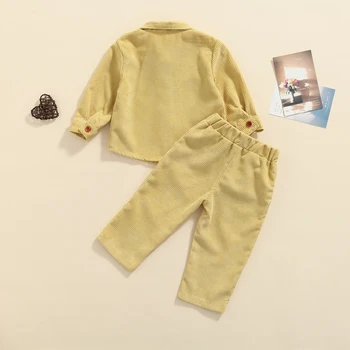 Lioraitiin 1-6 ani Copilul mic Copil Fata 2 Bucati Copii Costum Set Solid de Turn-Down Guler Maneca Lunga de Sus Pantaloni Lungi pentru Toamna Iarna