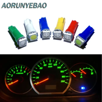 AORUNYEBAO 500pcs Auto Interior rosu alb LED T5 1 SMD 5050 led-uri tabloul de Bord Indicatorul de Avertizare Pană 1 LED-uri Auto Bec Lampă de 12V