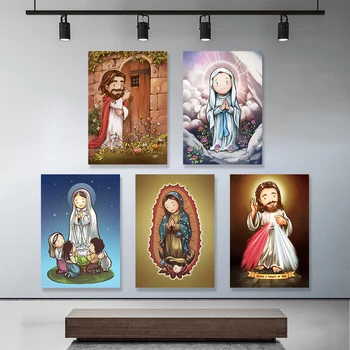 Decor acasă Isus Pictura Arta de Perete Zeita HD Printuri de Desene animate Drăguț Rol Moderne Poster Religie Panza Modular Imagine Pentru Cadou
