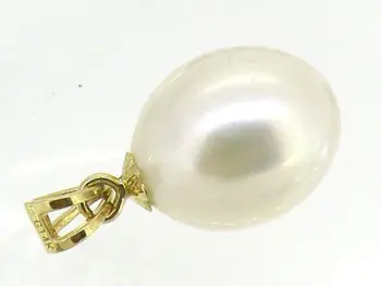 Autentic 10-12mm AAA+ fin picătură alb south sea pearl pandantiv 14KGP galben de aur
