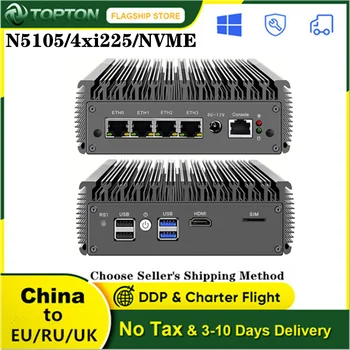 Topton fără ventilator Mini PC 2,5 G Moale Router 4 Intel i225-V B3 2500M LAN Celeron N5105 pfSense Firewall Aparat OPNsense Proxmox