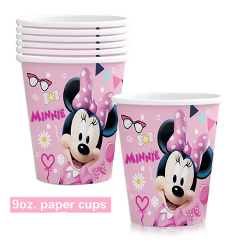 8People Minnie Mouse Party Set de Decorare Ziua de nastere de Copii Tacamuri de unica folosinta, Consumabile Cupa Placa de Baloane Petrecere Copil de Dus Favoare
