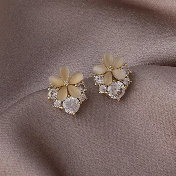 2021 New Sosire la Modă Simplu Opal Cinci Frunze Floare Legăna Cercei Pentru Femei de Moda de Cristal Elegant de bijuterii Cadouri