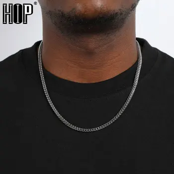 Hip-Hop-3MM Clasic Franco Lanț din Oțel Inoxidabil Lanț de Bordură Bărbați Coliere Coliere Pentru Barbati Femei Lanț de Bijuterii Cadou