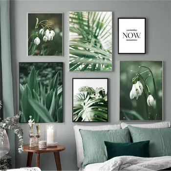 Lalea albă orhidee verde aloe monstera planta arta panza pictura nordică postere si printuri poze de perete pentru living decorul camerei
