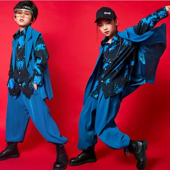 Baieti Hip Hop Vesta Imprimate Tricou Fete Costum De Pantaloni De Costum Copil Rece Scena Street Dance Seturi De Haine Pentru Copii Costume De Jazz