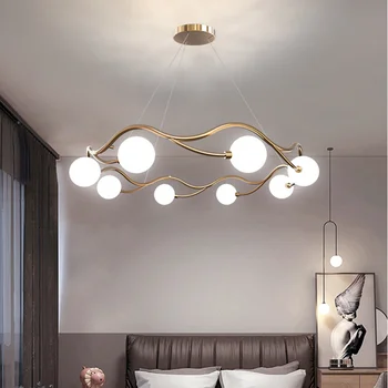 Nordic rotund candelabru formă de Undă Candelabru decor minimalist Modern, iluminat Living Dormitor aur candelabru de Iluminat
