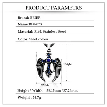 Beier nou magazin 316L din Oțel Inoxidabil Aripa Crucea pandantiv colier moda de înaltă calitate lanț de bijuterii unisex LLBP8-073P
