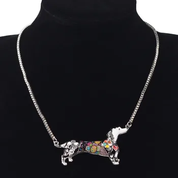 WEVENI Declarație Email de Metal Teckel Câine Cravată Coliere Pentru Femei Pandantive Guler Noul Lanț Moda Bijuterii Accesorii