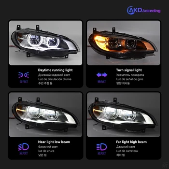 AKD Styling Auto Lampă de Cap pentru BMW X6 Faruri 2007-2013 E71 Faruri LED Proiector AngelEye DRL Semnal Accesorii Auto