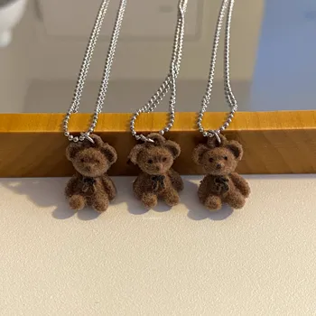 Coreeană Minunat Ursuleț de Pluș Urs Pandantiv Colier pentru Femei Drăguț Urs Pulover Lung Lanț de Gât Cravată Coliere Copii Cadouri Bijuterii