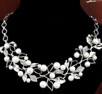 Noul Lanț de Moda Colierele indesata mare maxi Frunze Perla Collier coliere pentru femei Coliere Bijuterii Bijoux se Toarnă