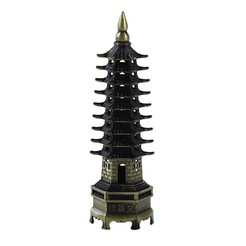 Cu Feng Shui Aliaj Model 3D China Wenchang Pagoda Turn Meserii Statuie de Suveniruri Decorațiuni interioare din Metal Artizanat