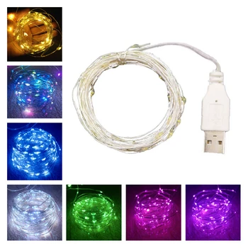 3Pcs USB Argint Filigran LED Șir de Lumini Decoratiuni de Craciun pentru Casa Gradina Ghirlanda Decor în aer liber Zână Lampa rezistent la apa