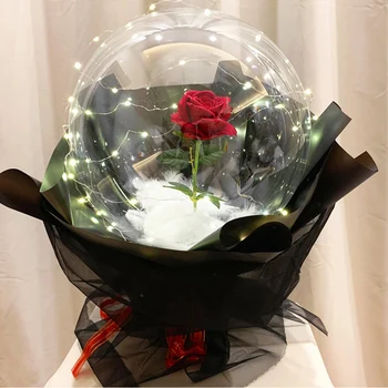 20inch Transparent Bobo Ballon cu Flori, Rose, Buchet de Ziua Îndrăgostiților, Nuntă, zi de Naștere Decoruri Cadou Diy Clar Bule Baloane