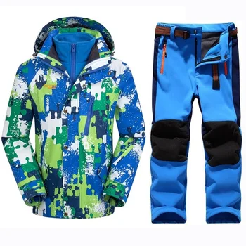 Iarna Cald Impermeabil Copii Băieți Fete Alpinism Seturi de Îmbrăcăminte Copil Haină și Pantaloni Copii Îmbrăcăminte pentru Copii Seturi de 5-14 Ani
