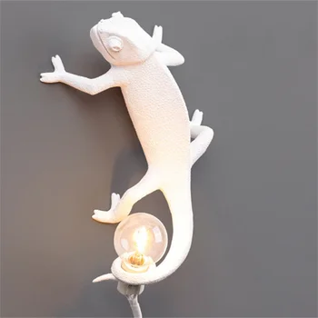 Rășină Șopârlă Lampă de Perete Nordic Lumina de Noapte Camera de zi Dormitor Modern Animale Cameleon Masă Lampă de Perete Led Corpuri de iluminat