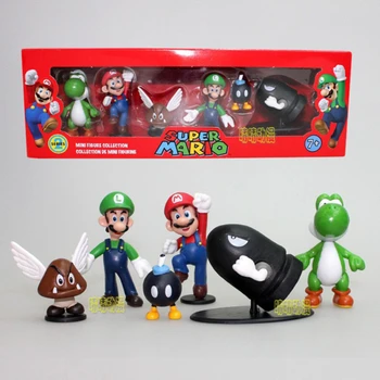 6pcs/set Super Mario Bros Figura Anime Model de Păpuși de Desene animate Caracter de Joc de Colectie Păpuși Jucărie Acțiune Desktop Decor Cadou