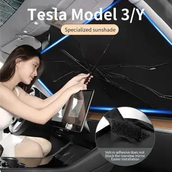 Pentru Tesla Model 3/X/Y/S Auto Parasolar Umbrela Windshiled Acoperiș de Sticlă Parasolar Fata-Spate Anti-soare, Umbrele de soare Acoperi Net Trapa