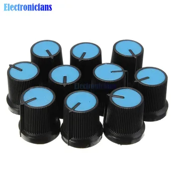 10BUC/Lot Negru Potențiometru Butonul Albastru Fata de Plastic Rotativ Conic Potențiometru Butonul de 6mm Dia. Ax