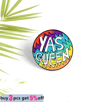 Personalizat Meme YAS Regina Email Pin Curcubeu Gay Pride Feministă Fata Rotunda Rever Insigna de Pini cu Buton de Bijuterii Cadou pentru Prietenul en-Gros