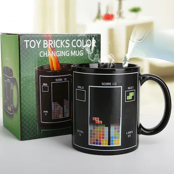 Creative Tetris Cana Ceramica Color Magic Cana De Apa Noua Fantezie Personalitate Termică Schimbare De Culoare Cupa Birou Lapte Ceașcă De Cafea Cadou