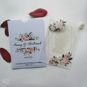 Toate Modele De Buzunar Învălui Carte De Invitație De Nuntă În Stil European Elegant Florale De Tăiat Cu Laser Marriage10pc Acrilice Carte De Invitație