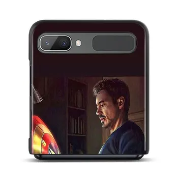 Caz de telefon pentru Samsung Galaxy Z Flip3 5G ZFlip Z Flip ZF ZF3 Capacul Greu PC Funda Neagra Coque Marvel Capa Iron Man 3, Tony Stark