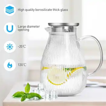 1.8 L, Sticla De Apa Transparent De Sticlă De Apă Ulcior Oală Cha Limonada Ulcior De Căldură-Rezistent La Explozie-Dovada Incalzite Carafă Drinkware